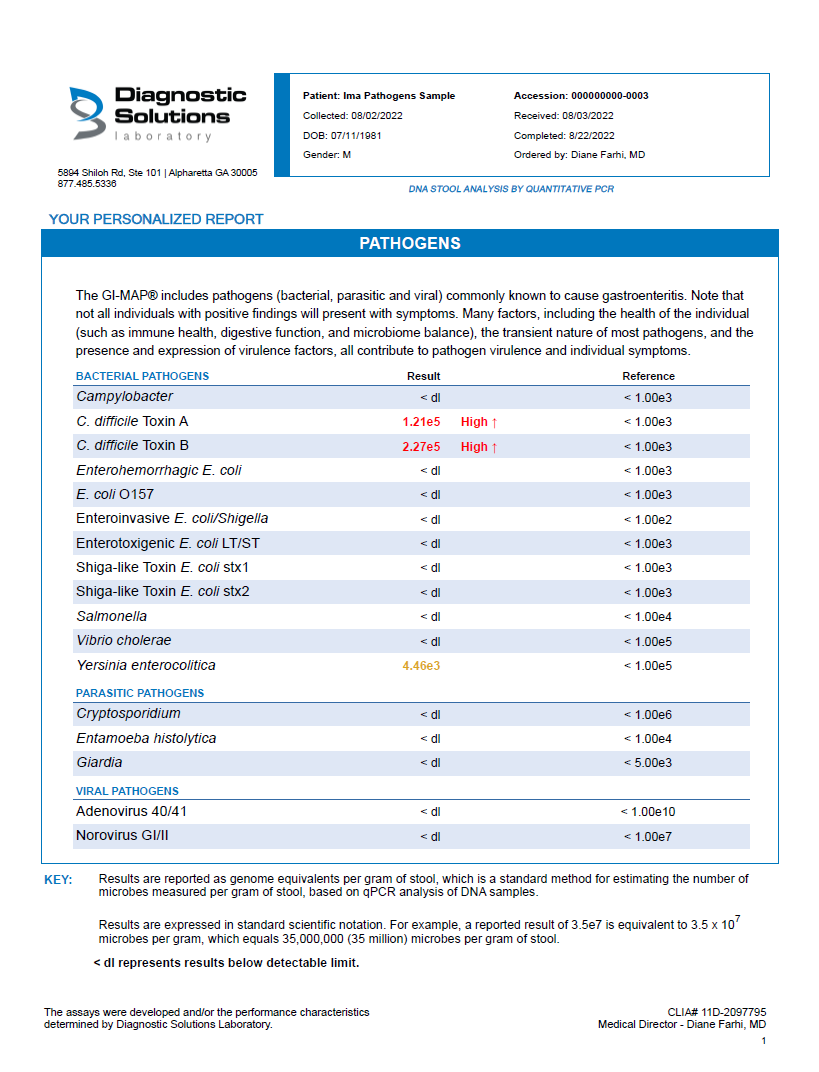 GI Pathogens Profile Lab Test (Includes Interp. + 30 min consult ...