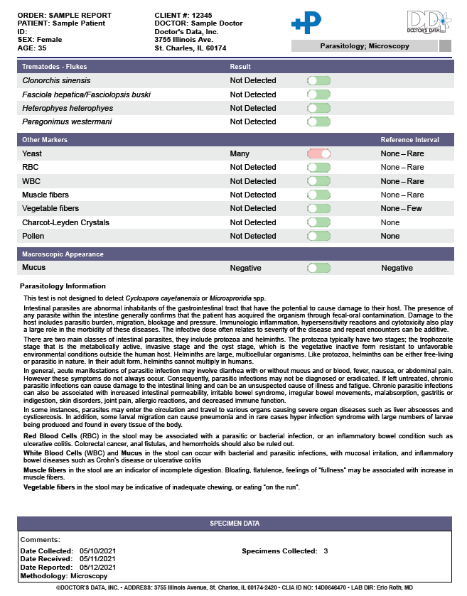 Canadian Citizen Parasitology Lab Test (DDI) (includes interp. and 30 min consultation)